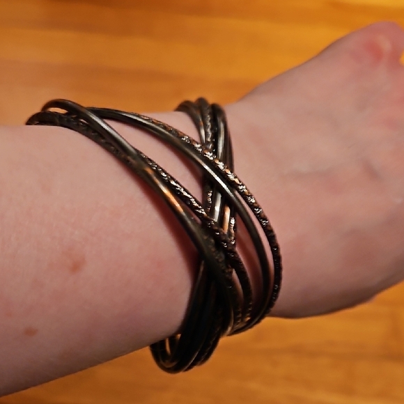 Gunmetal Tone Bangle Set - Picture 1 of 6